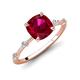 3 - Nuria 3.30 ctw Cushion Shape Created Ruby (8.00 mm) accented Natural Diamonds Engagement Ring 