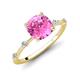 3 - Nuria 3.30 ctw Cushion Shape Created Pink Sapphire (8.00 mm) accented Natural Diamonds Engagement Ring 