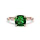 1 - Nuria 2.26 ctw Cushion Shape Created Emerald (8.00 mm) accented Natural Diamonds Engagement Ring 