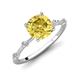 3 - Nuria 3.30 ctw Cushion Shape Created Yellow Sapphire (8.00 mm) accented Natural Diamonds Engagement Ring 