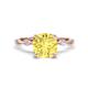 1 - Nuria 3.30 ctw Cushion Shape Created Yellow Sapphire (8.00 mm) accented Natural Diamonds Engagement Ring 