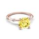 5 - Nuria 3.30 ctw Cushion Shape Created Yellow Sapphire (8.00 mm) accented Natural Diamonds Engagement Ring 