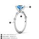 4 - Nuria 2.91 ctw Cushion Shape Blue Topaz (8.00 mm) accented Natural Diamonds Engagement Ring 