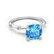 5 - Nuria 2.91 ctw Cushion Shape Blue Topaz (8.00 mm) accented Natural Diamonds Engagement Ring 