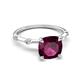 5 - Nuria 2.86 ctw Cushion Shape Rhodolite Garnet (8.00 mm) accented Natural Diamonds Engagement Ring 