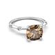 5 - Nuria 2.36 ctw Cushion Shape Smoky Quartz (8.00 mm) accented Natural Diamonds Engagement Ring 