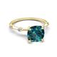 5 - Nuria 2.91 ctw Cushion Shape London Blue Topaz (8.00 mm) accented Natural Diamonds Engagement Ring 