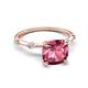 5 - Nuria 2.11 ctw Cushion Shape Pink Tourmaline (8.00 mm) accented Natural Diamonds Engagement Ring 