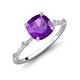 3 - Nuria 2.11 ctw Cushion Shape Amethyst (8.00 mm) accented Natural Diamonds Engagement Ring 