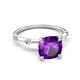 5 - Nuria 2.11 ctw Cushion Shape Amethyst (8.00 mm) accented Natural Diamonds Engagement Ring 