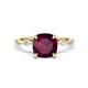 1 - Nuria 2.86 ctw Cushion Shape Rhodolite Garnet (8.00 mm) accented Natural Diamonds Engagement Ring 