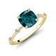 3 - Nuria 2.91 ctw Cushion Shape London Blue Topaz (8.00 mm) accented Natural Diamonds Engagement Ring 