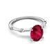 5 - Nuria 2.61 ctw Oval Shape Created Ruby (9X7 mm) accented Natural Diamonds Engagement Ring 