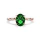 1 - Nuria 1.76 ctw Oval Shape Created Emerald (9X7 mm) accented Natural Diamonds Engagement Ring 