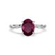 1 - Nuria 2.41 ctw Oval Shape Rhodolite Garnet (9X7 mm) accented Natural Diamonds Engagement Ring 