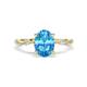 1 - Nuria 2.61 ctw Oval Shape Blue Topaz (9X7 mm) accented Natural Diamonds Engagement Ring 