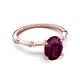 5 - Nuria 2.41 ctw Oval Shape Rhodolite Garnet (9X7 mm) accented Natural Diamonds Engagement Ring 