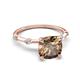 5 - Nuria 1.36 ctw Cushion Shape Smoky Quartz (7.00 mm) accented Natural Diamonds Engagement Ring 