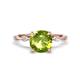 1 - Nuria 1.56 ctw Cushion Shape Peridot (7.00 mm) accented Natural Diamonds Engagement Ring 