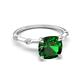 5 - Nuria 1.61 ctw Cushion Shape Created Emerald (7.00 mm) accented Natural Diamonds Engagement Ring 