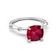 5 - Nuria 2.11 ctw Cushion Shape Created Ruby (7.00 mm) accented Natural Diamonds Engagement Ring 