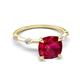 5 - Nuria 2.11 ctw Cushion Shape Created Ruby (7.00 mm) accented Natural Diamonds Engagement Ring 