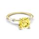 5 - Nuria 2.11 ctw Cushion Shape Created Yellow Sapphire (7.00 mm) accented Natural Diamonds Engagement Ring 