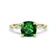 1 - Nuria 1.61 ctw Cushion Shape Created Emerald (7.00 mm) accented Natural Diamonds Engagement Ring 