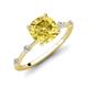 3 - Nuria 2.11 ctw Cushion Shape Created Yellow Sapphire (7.00 mm) accented Natural Diamonds Engagement Ring 