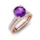 4 - Kalina 1.97 ctw Amethyst (7.00 mm) Accented Lab Grown Diamonds Bridal Set Ring  