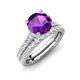 4 - Kalina 1.97 ctw Amethyst (7.00 mm) Accented Lab Grown Diamonds Bridal Set Ring  