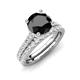 4 - Kalina 2.82 ctw Black Diamond (7.00 mm) Accented Lab Grown Diamonds Bridal Set Ring  