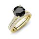 4 - Kalina 2.82 ctw Black Diamond (7.00 mm) Accented Lab Grown Diamonds Bridal Set Ring  