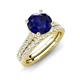 4 - Kalina 2.47 ctw Blue Sapphire (7.00 mm) Accented Lab Grown Diamonds Bridal Set Ring  