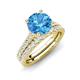 4 - Kalina 2.07 ctw Blue Topaz (7.00 mm) Accented Lab Grown Diamonds Bridal Set Ring  