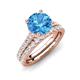 4 - Kalina 2.07 ctw Blue Topaz (7.00 mm) Accented Lab Grown Diamonds Bridal Set Ring  