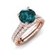 4 - Kalina 2.07 ctw London Blue Topaz (7.00 mm) Accented Lab Grown Diamonds Bridal Set Ring  