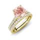 4 - Kalina 2.02 ctw Morganite (7.00 mm) Accented Lab Grown Diamonds Bridal Set Ring  