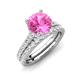 4 - Kalina 2.67 ctw Created Pink Sapphire (7.00 mm) Accented Lab Grown Diamonds Bridal Set Ring  