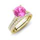 4 - Kalina 2.67 ctw Created Pink Sapphire (7.00 mm) Accented Lab Grown Diamonds Bridal Set Ring  