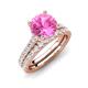 4 - Kalina 2.67 ctw Created Pink Sapphire (7.00 mm) Accented Lab Grown Diamonds Bridal Set Ring  