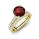 4 - Kalina 2.17 ctw Red Garnet (7.00 mm) Accented Lab Grown Diamonds Bridal Set Ring  