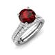 4 - Kalina 2.17 ctw Red Garnet (7.00 mm) Accented Lab Grown Diamonds Bridal Set Ring  