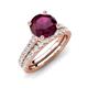 4 - Kalina 2.17 ctw Rhodolite Garnet (7.00 mm) Accented Lab Grown Diamonds Bridal Set Ring  