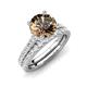 4 - Kalina 2.00 ctw Smoky Quartz (7.00 mm) Accented Lab Grown Diamonds Bridal Set Ring  