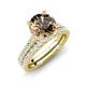 4 - Kalina 2.00 ctw Smoky Quartz (7.00 mm) Accented Lab Grown Diamonds Bridal Set Ring  