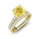 4 - Kalina 2.67 ctw Created Yellow Sapphire (7.00 mm) Accented Lab Grown Diamonds Bridal Set Ring  