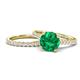 1 - Kalina 2.22 ctw Emerald (7.00 mm) Accented Lab Grown Diamonds Bridal Set Ring  