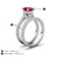 3 - Kalina 2.32 ctw Ruby (7.00 mm) Accented Lab Grown Diamonds Bridal Set Ring  