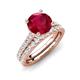 4 - Kalina 2.32 ctw Ruby (7.00 mm) Accented Lab Grown Diamonds Bridal Set Ring  